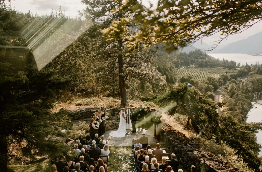 Ceremony overlooking Columbia River Gorge in Hood River Oregon