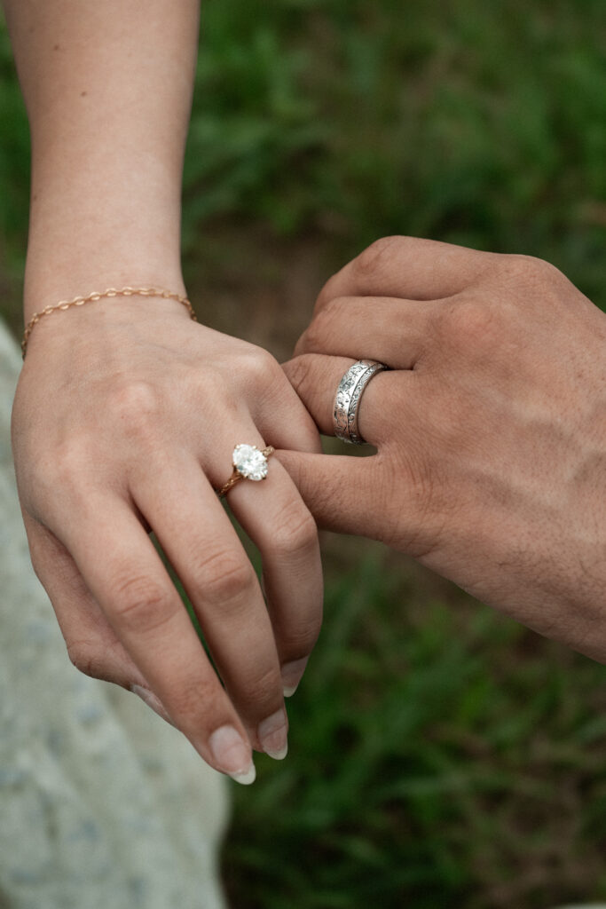 Engagement session in a misty mountain park in North Carolina, captured after the rain with soft, diffused light and natural tones. Emotional, candid moments by destination wedding photographer KNCAPTURES