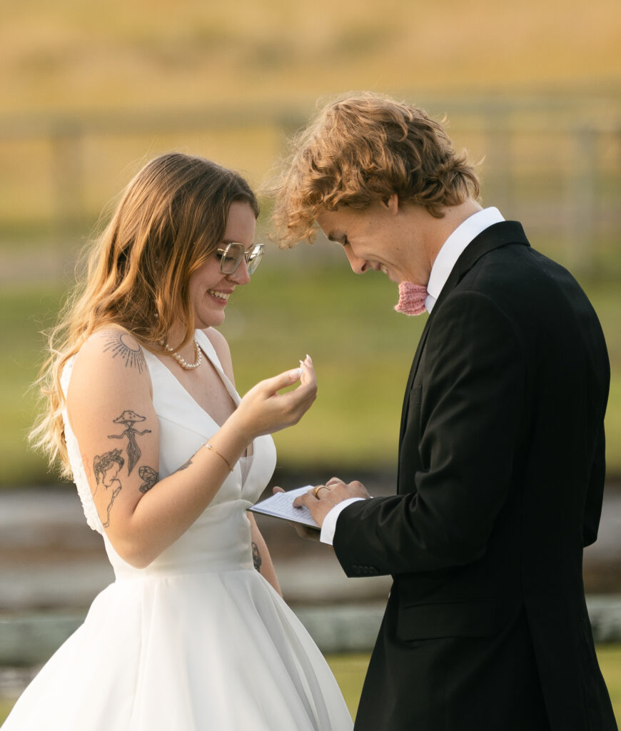 couple photos wedding bend oregon private vows and kissing wedding photography